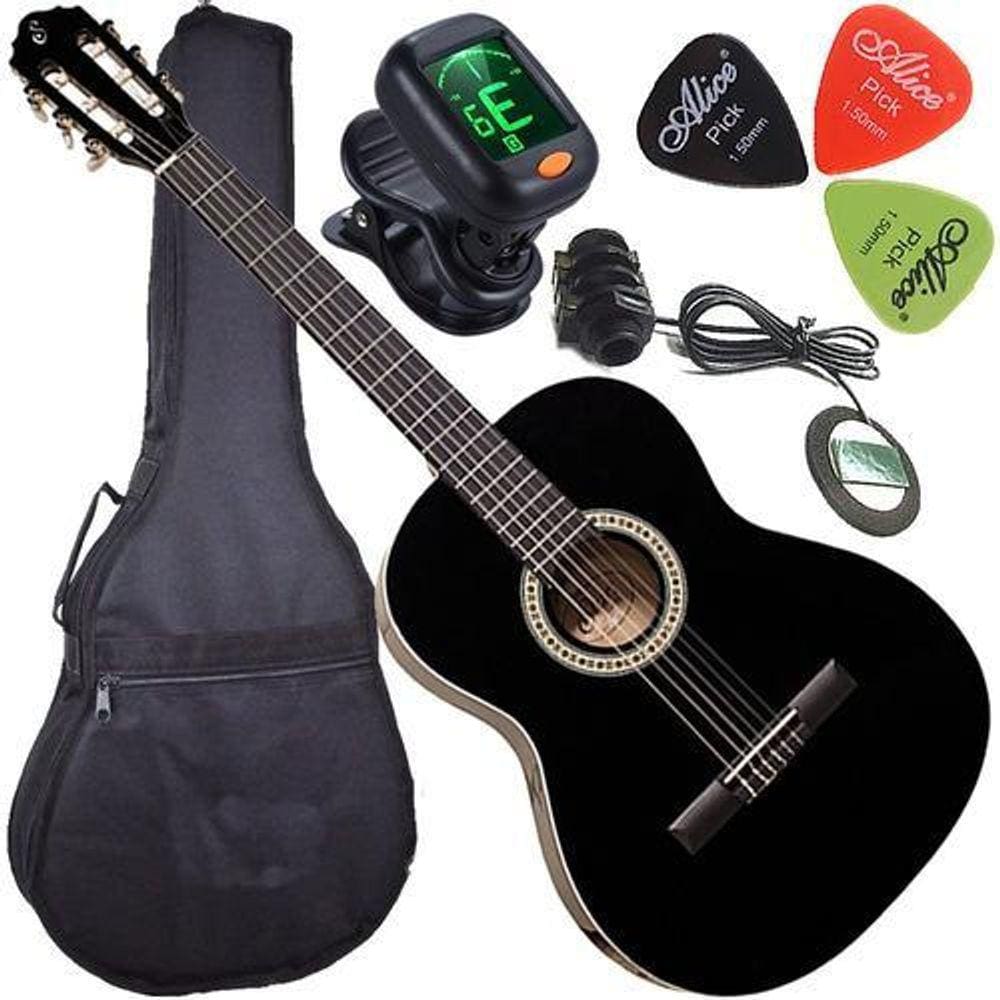 Kit Violão Eletroacústico Canhoto Com Capa N14 Bk Giannini