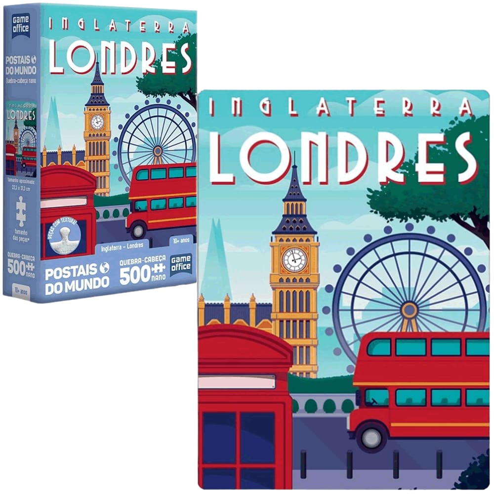 Quebra Cabeça Nano Postais do Mundo Londres Inglaterra 500Pç