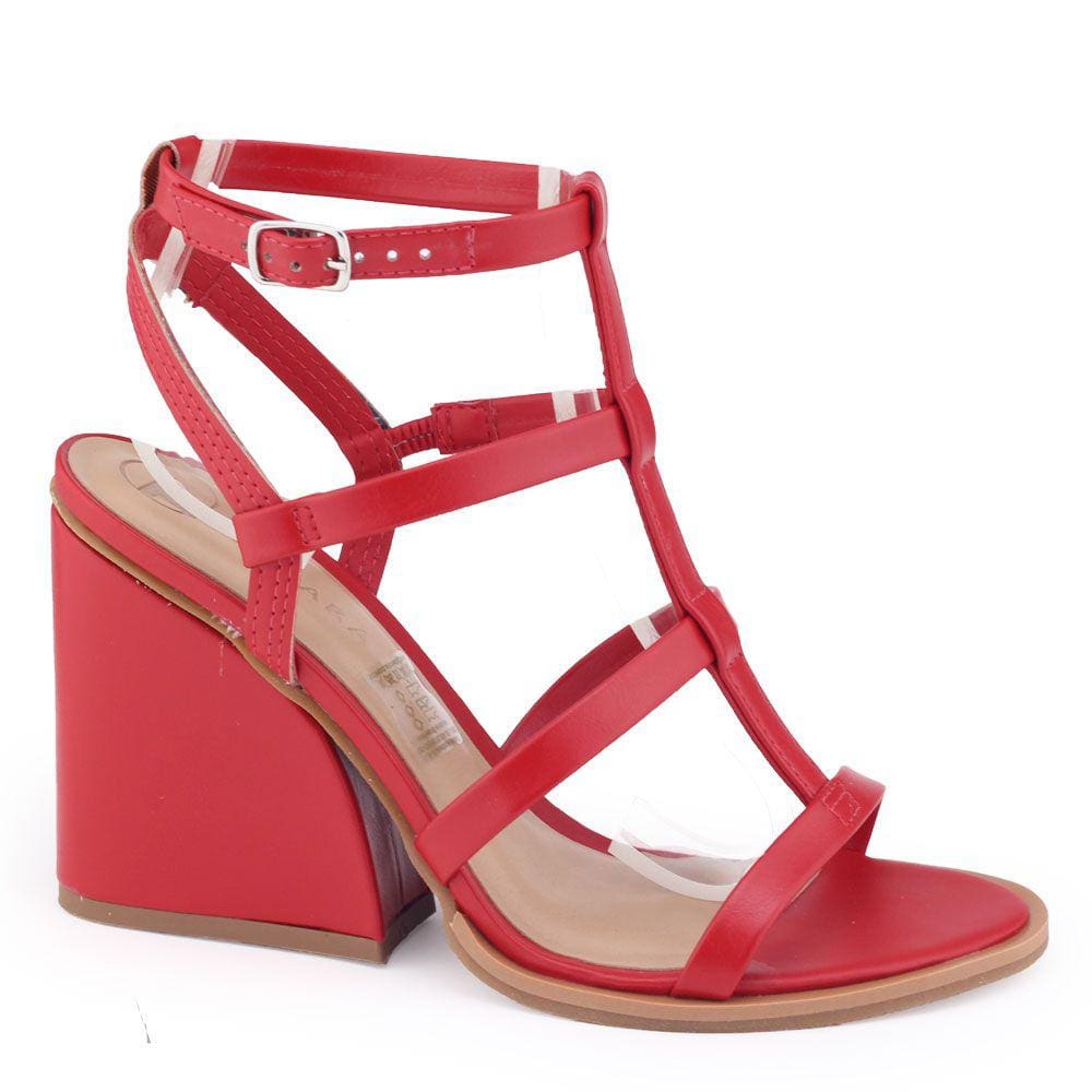 Sandália Feminina Tanara T6922 Rústica Bloco Wellen Vermelha