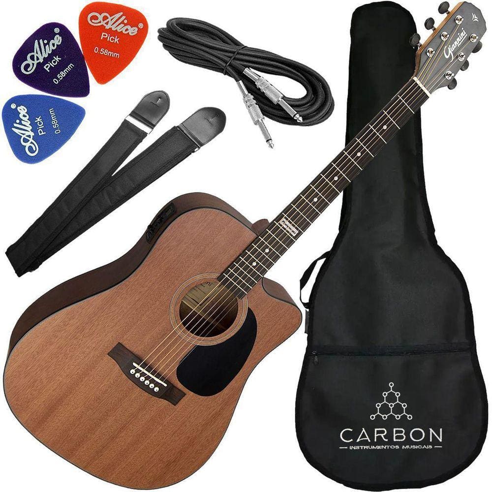 Kit Violão Giannini Gf1D Ws Folk Eletroacústico Com Afinador