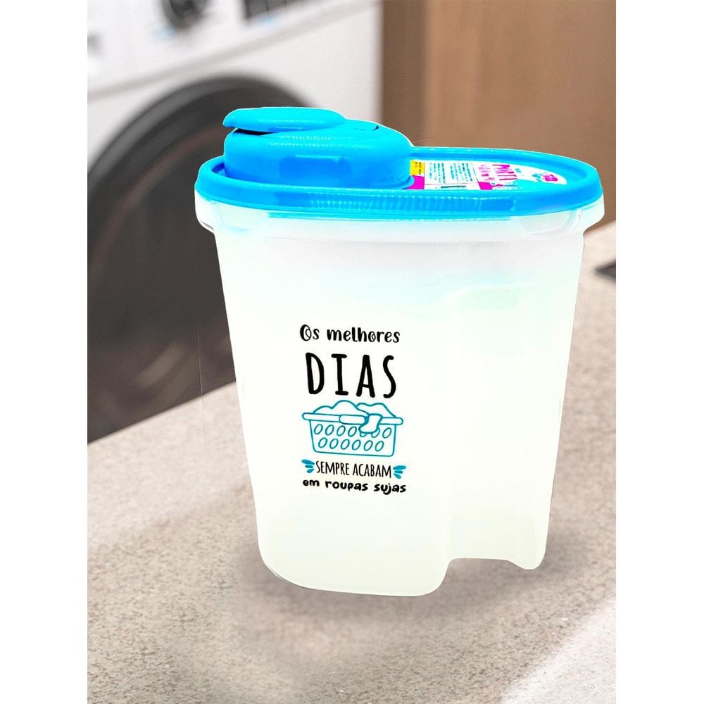 Porta Sabão Em Pó Com Tampa 2Kg Multiuso Lavanderia - Azul