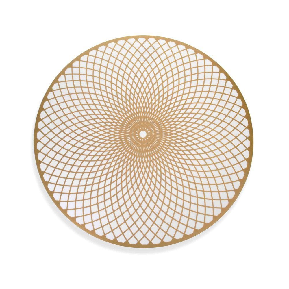 Jogo Americano Redondo de Plástico Mandala Dourado 38 cm - D`Rossi
