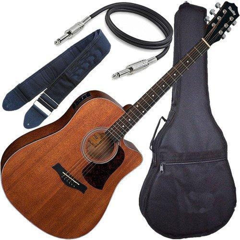 Kit Violão Eletroacústico Aço Eq 3 Bandas Sgd195C Shelby