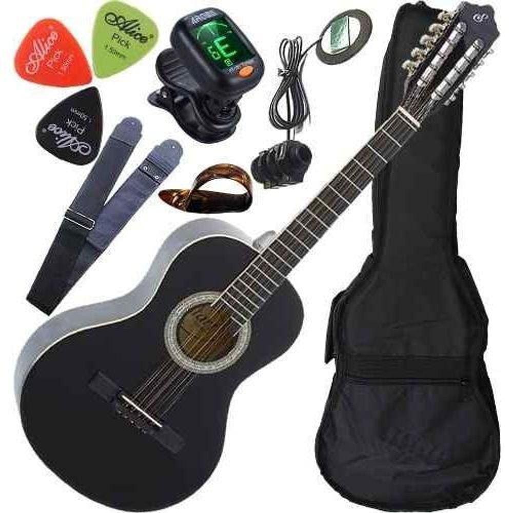 Kit Viola Caipira Eletroacústica Vs14 Bk Completa Giannini