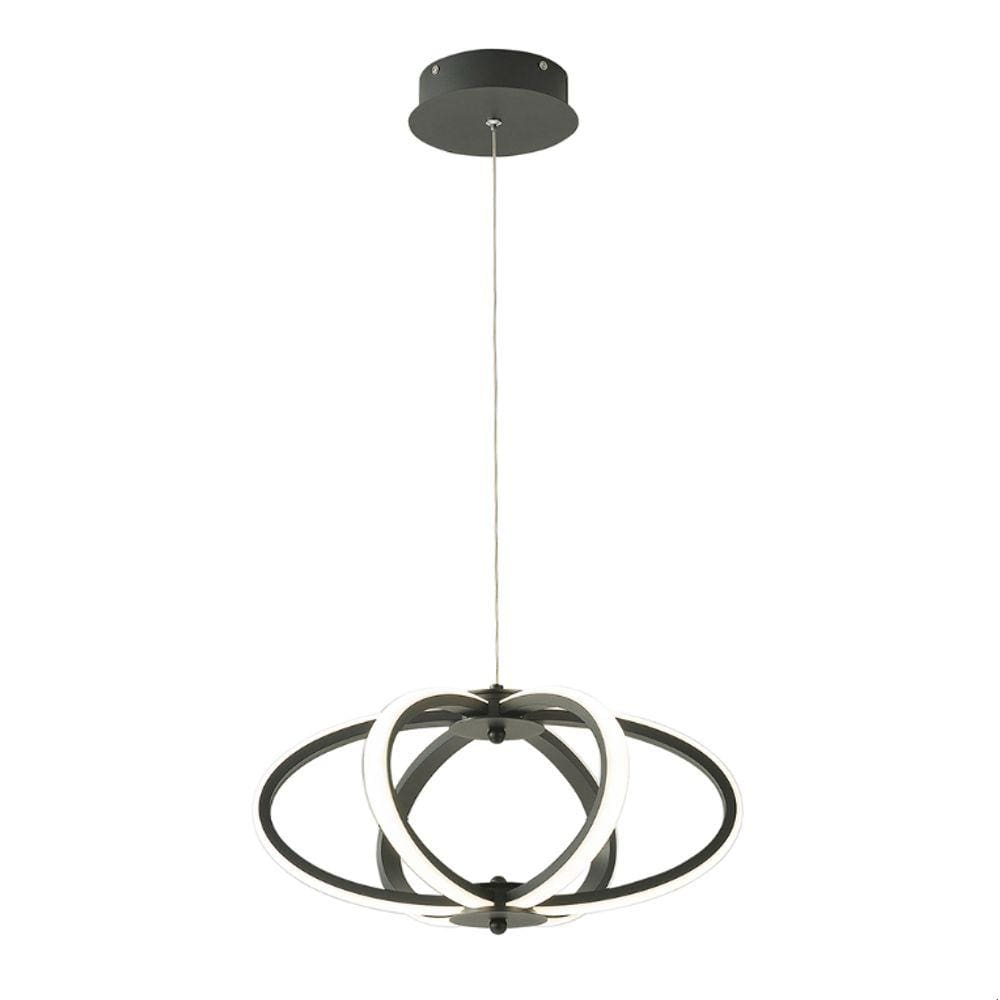 Pendente Moderno Preto 36cm Led 35W 3 em 1 Bivolt