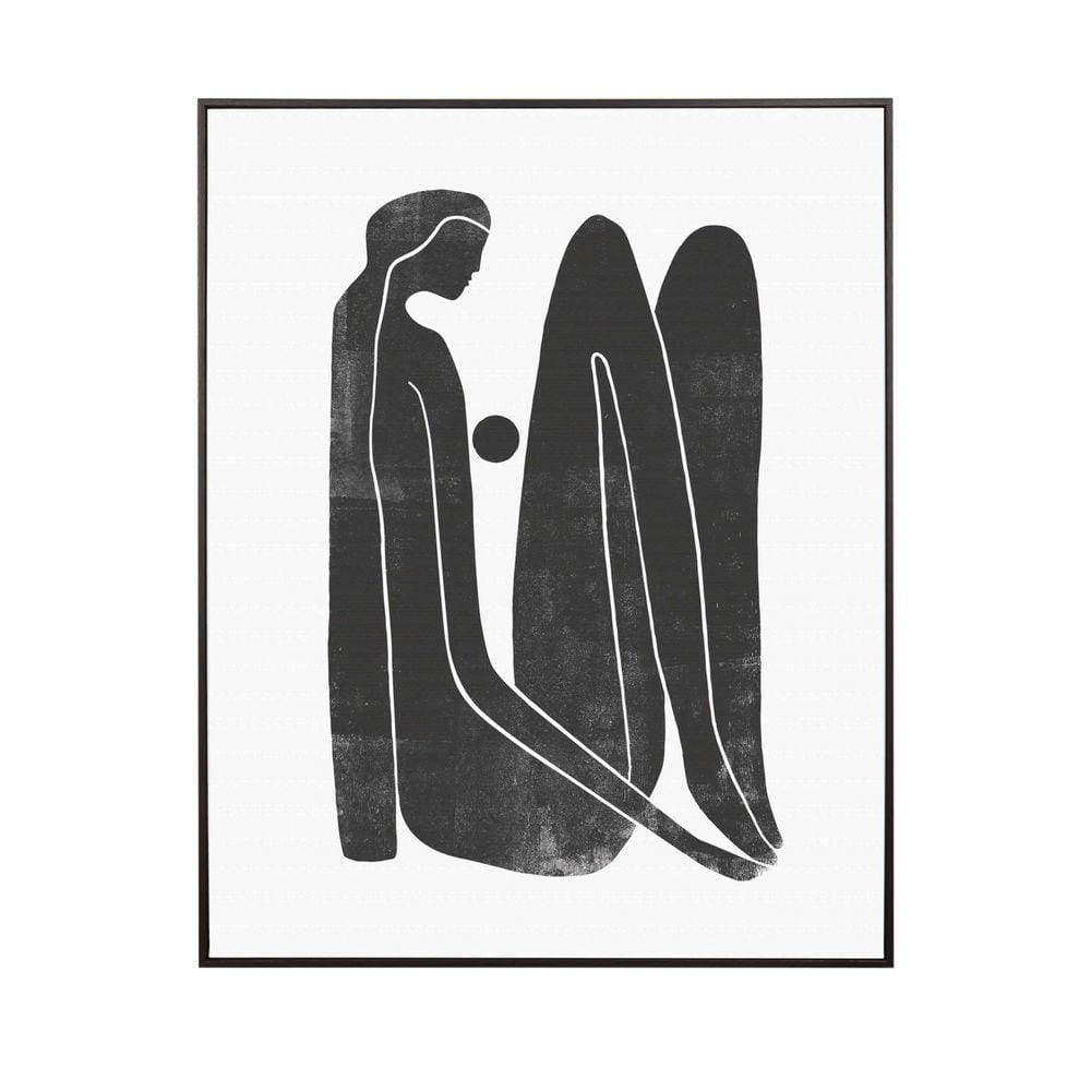 Quadro Decorativo em Canvas Desenho Preto Mulher Sentada 100x80 cm - D`Rossi