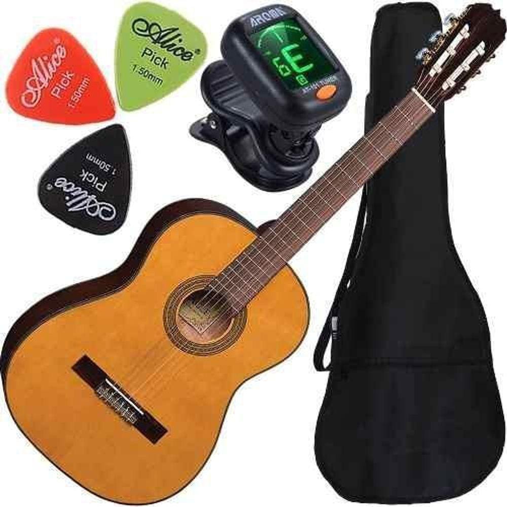 Kit Violão Clássico Acústico Cordas Nylon Eagle Dh69 Natural