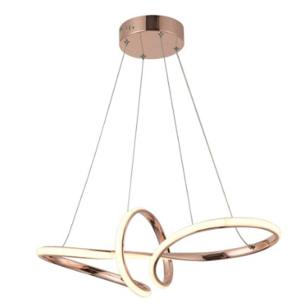Pendente Moderno Rose Gold 58cm Led 35W 3 em 1 Bivolt