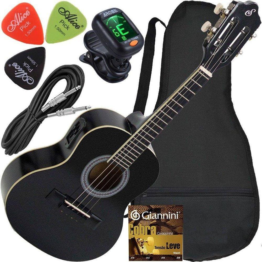 Kit Cavaquinho Eletroacústico Eq Passivo Acessórios Cs14 Ep