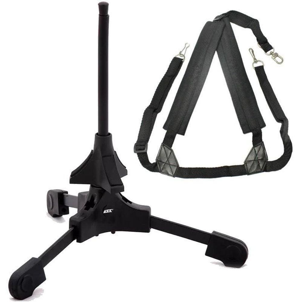 Kit Suporte Para Clarinete Flauta Sax Com Correia Saxofone