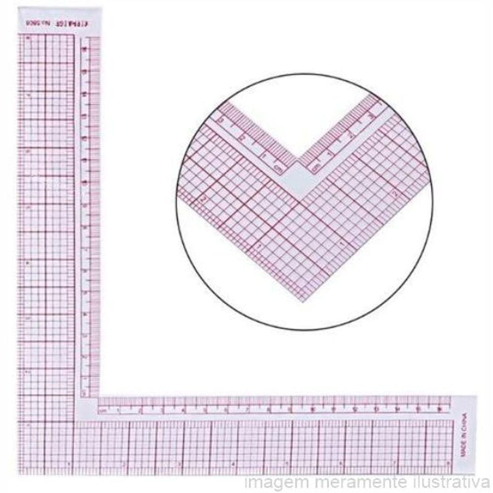 RÉGUA ESQUADRO LATERAL PARA MODELAGEM FLEXÍVEL - 12\"X12\" - 27X27 CM