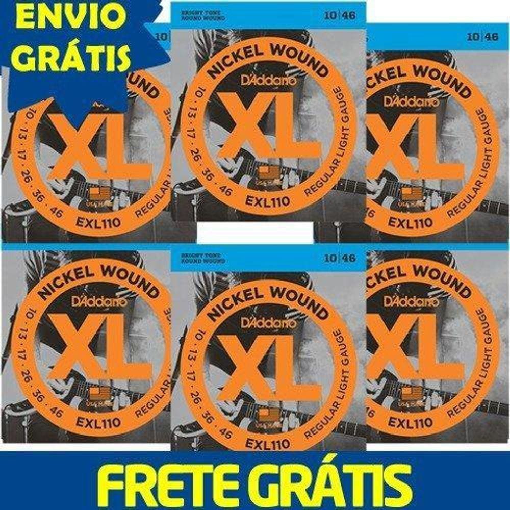 Kit 6 Encordoamento D`Addario Guitarra Exl110