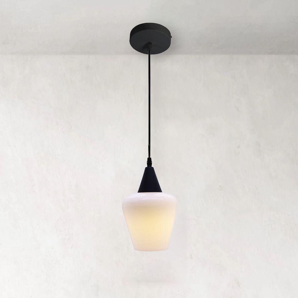 Lustre Pendente Taschibra Monalisa Branco Leitoso E27 Bivolt Preto