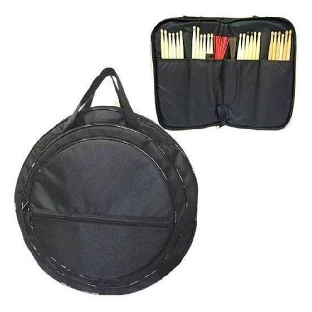 Kit Capa Para Pratos Acolchoada + Capa Para Baqueta Envio24H