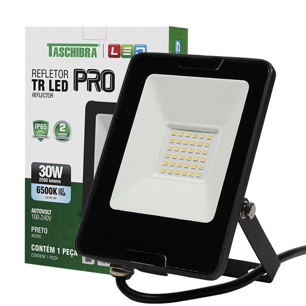 Refletor Taschibra Tr Led Profissional 30W Luz Branco Fria 6500K Preto Bivolt