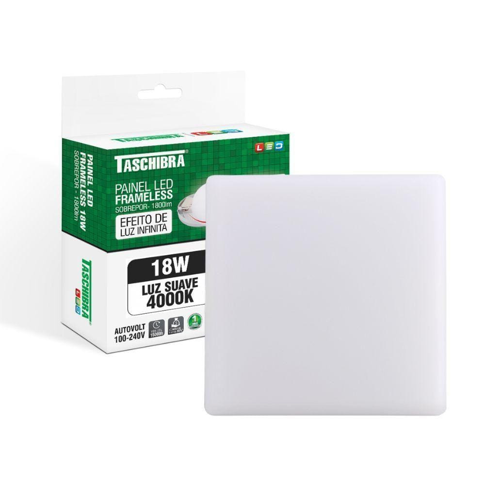 Painel De Led Taschibra Frameless Quadrado Sobrepor 18w Bivolt
