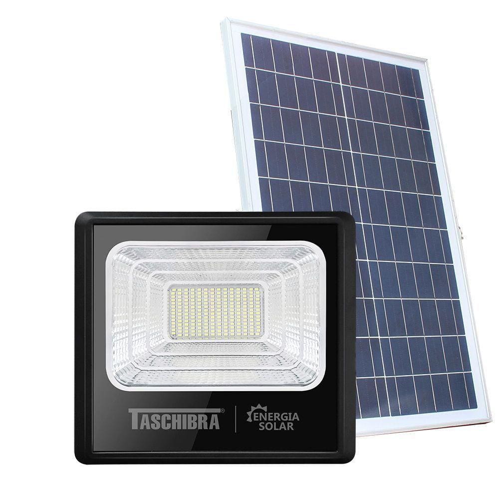 Refletor Solar Led Tr Sun Taschibra 60W Preto 6500K C/ Controle Remoto