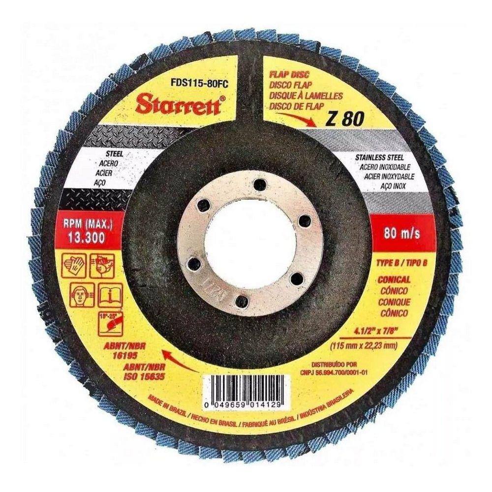 Disco Lixa Flap 115Mm (4.1/2) P/Metal Starrett Fds115-80Fc