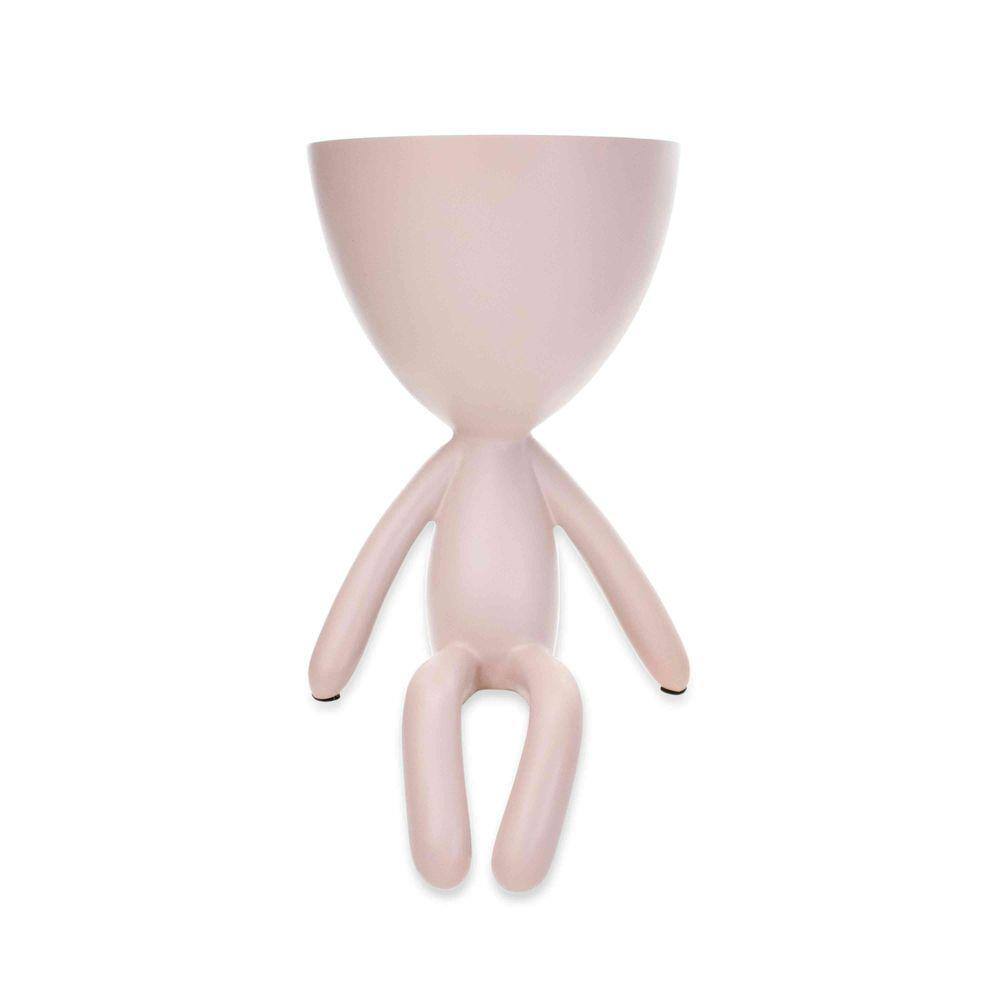 Vaso Decorativo Bob Robert Plant Sentando em Poliresina Rosa 18x10x10 cm - D`Rossi