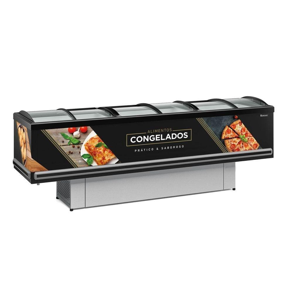 Balcao Refrigerado Ilha Gesv-290c Preto Vidro Curvo 220V Gelopar