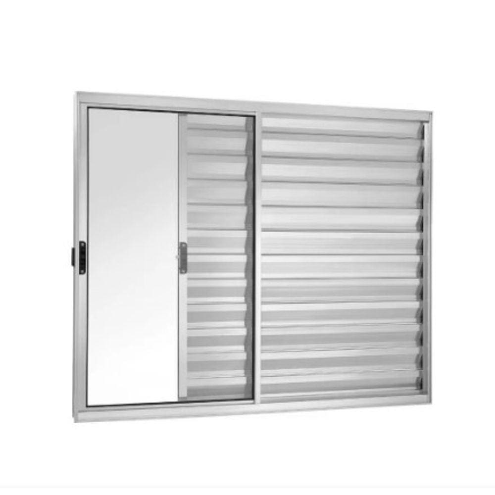 Veneziana 120x120 3 Folhas – Alumínio Brilhante – Linha 18 Modular