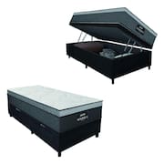 Cama Box Baú Solteiro Colchão Gazin Maximus Molas Ensacadas 88x188x65cm Cinza / Preto - Suporta até 120kg por Pessoa
