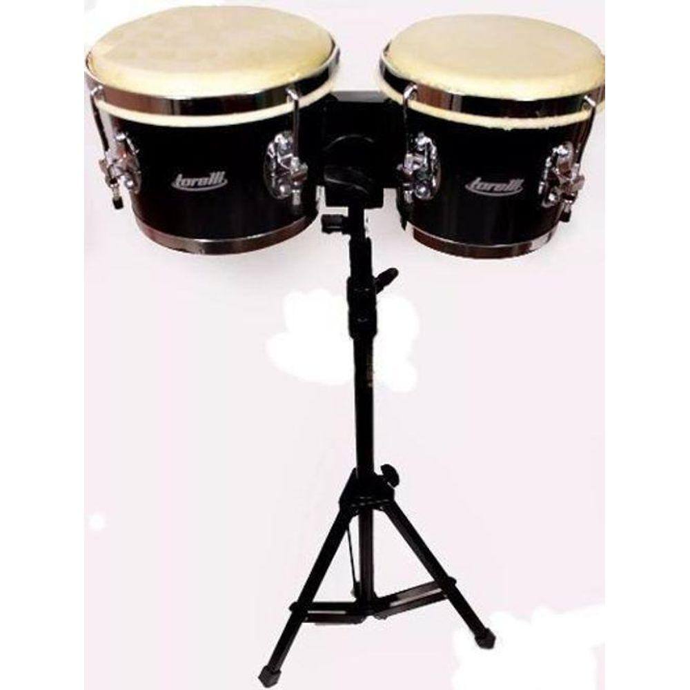 Kit Bongô Torelli Tb011 De Madeira 7X8 Com Suporte Pedestal
