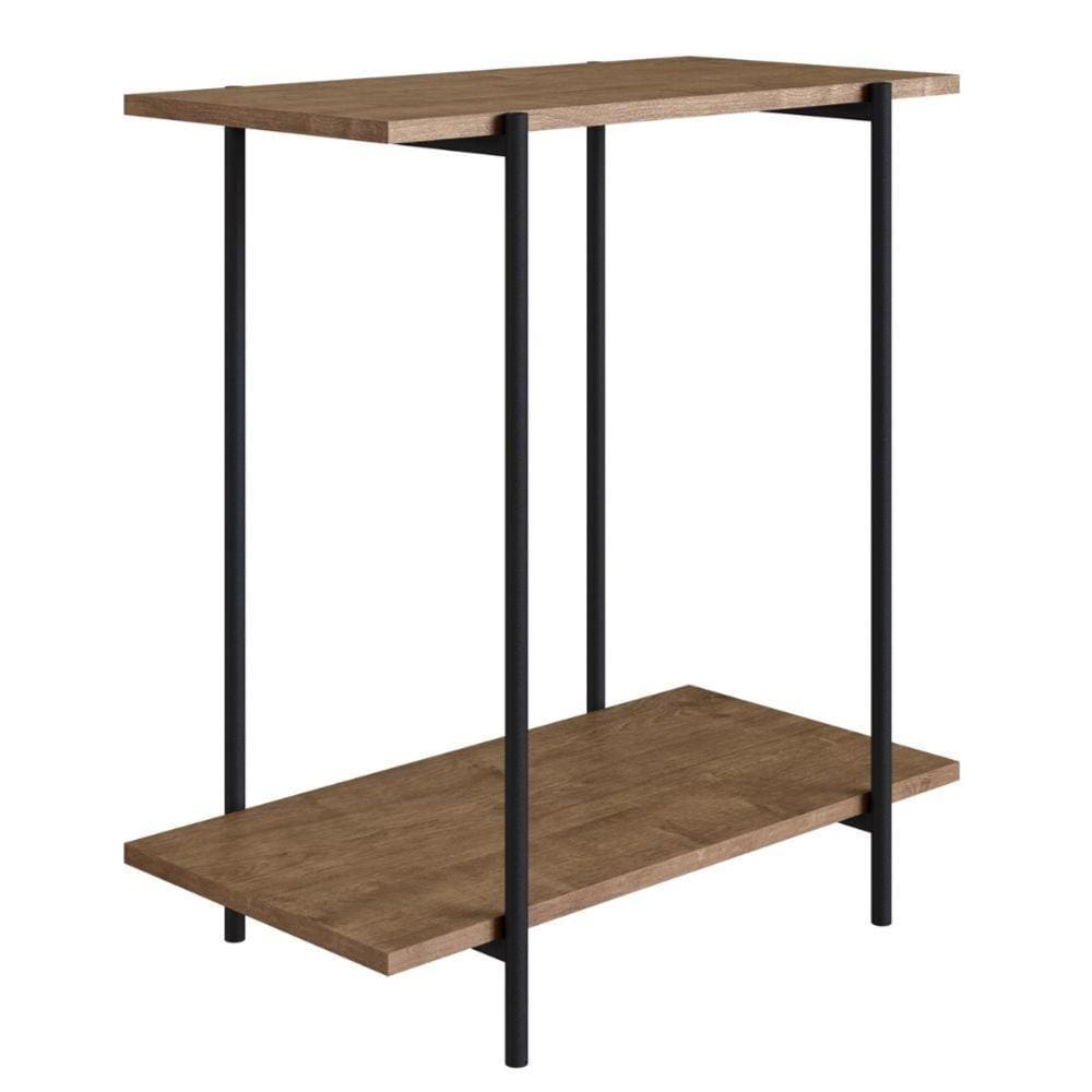 Mesa Lateral Industrial Tube Artesano 60 cm (largura) MDP Vermont Estrutura Metálica Preta