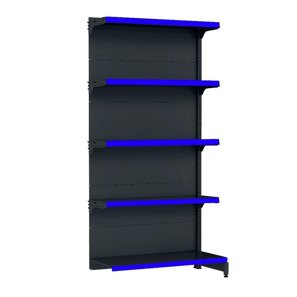 Gondola Parede 202 Fit Continuação Preto 5 Bandeja Pe Azul