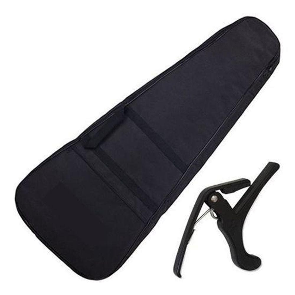 Kit Capa Acolchoada Nylon Para Violão Clássico + Capotraste