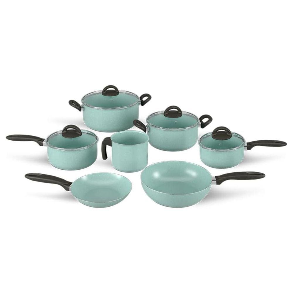 Conjunto De Panelas 7 Pcs Ceramic Life Suprema Verde