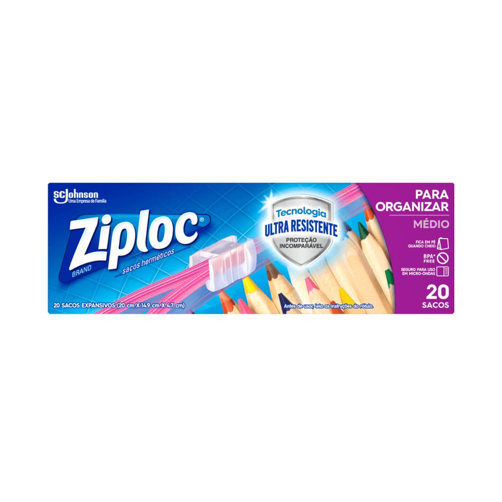 Saco Plástico Médio Zip Fecho c/20