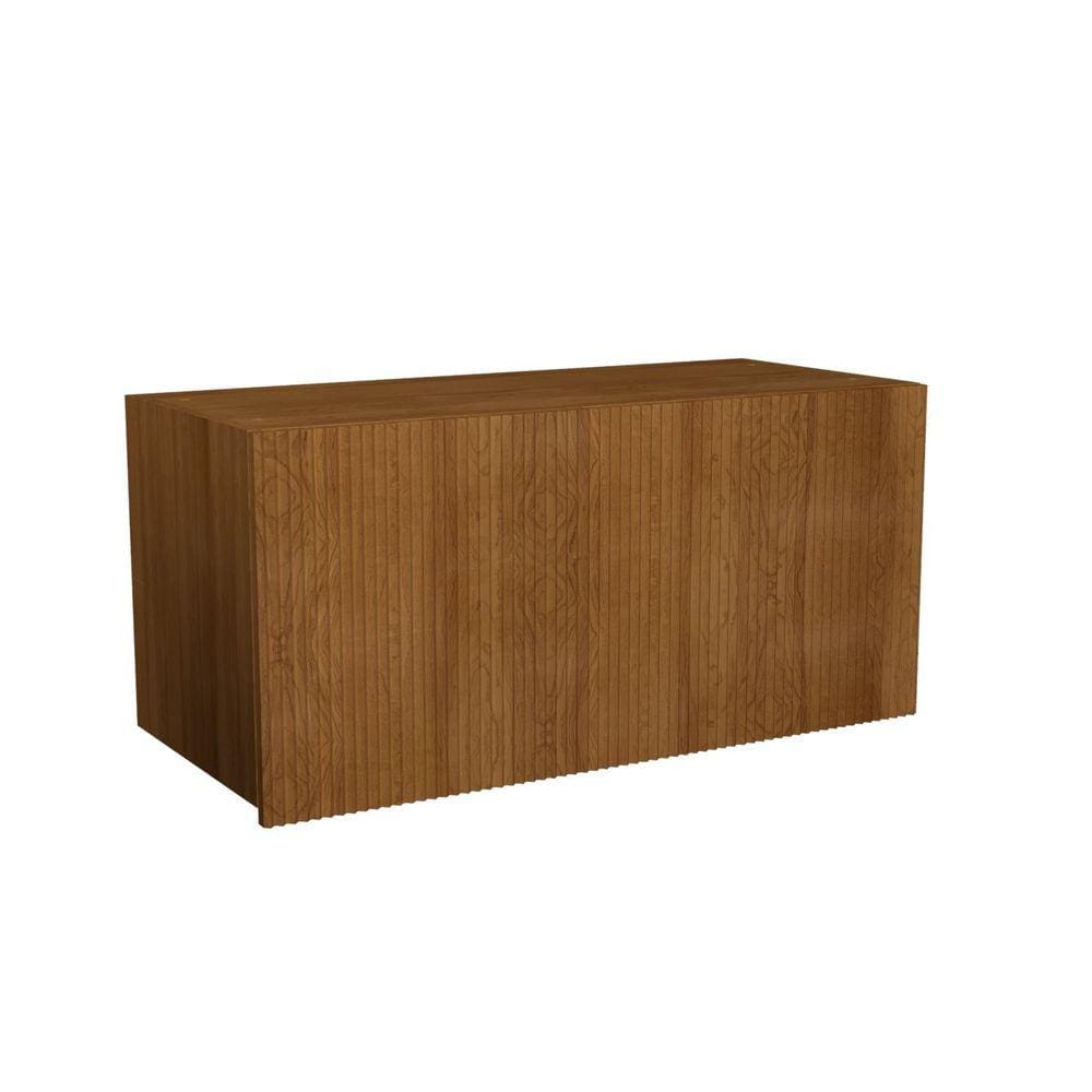 Armário Aéreo 80cm 1 Porta Basculante Ripada Cozinha Milão Freijó Rocks