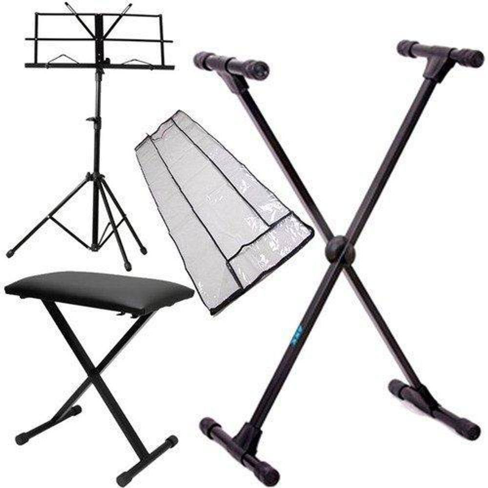 Kit Acessórios De Teclado Suporte Cobertura Partitura Banco