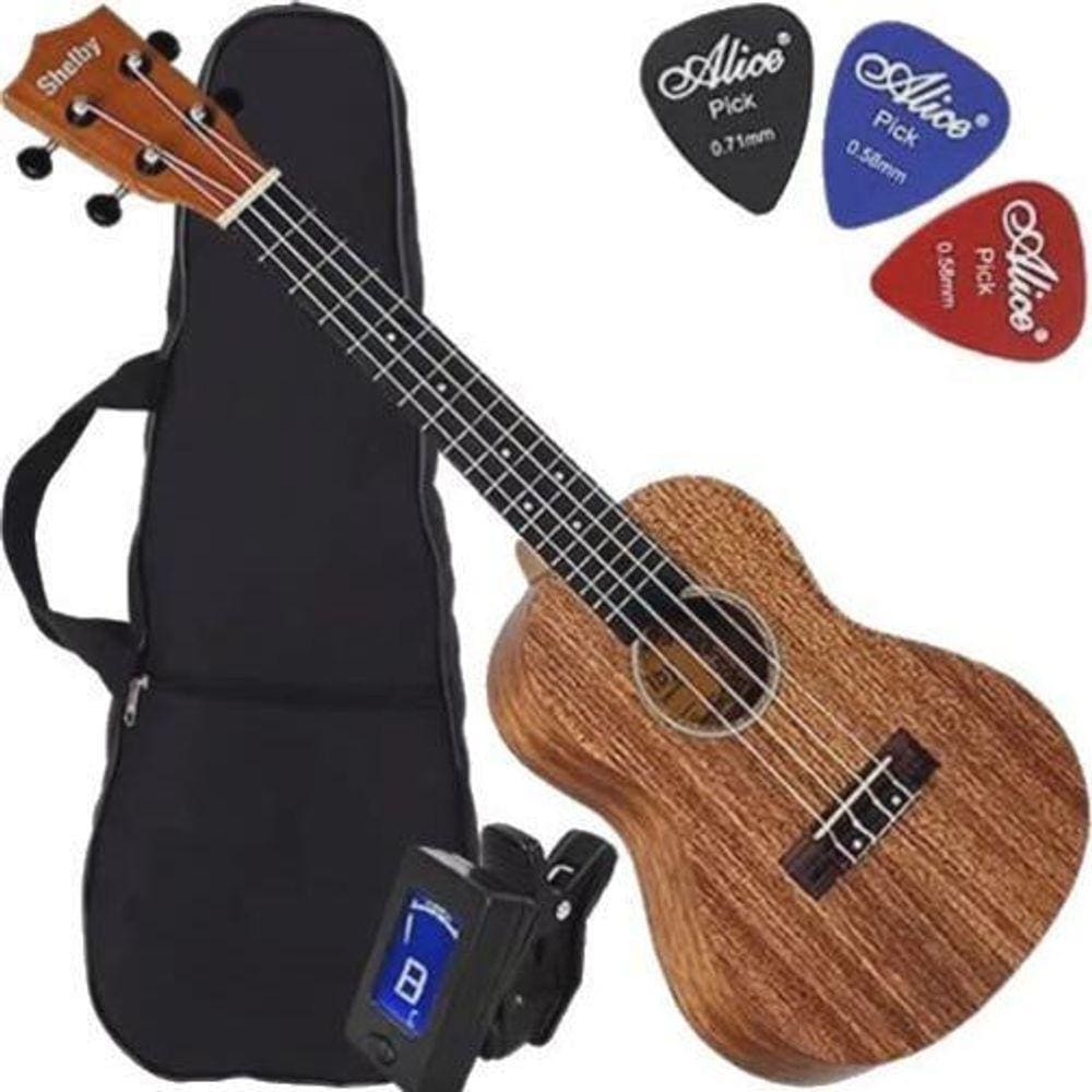 Kit Ukulele Eletroacústico Concerto Canhoto Su23M Shelby