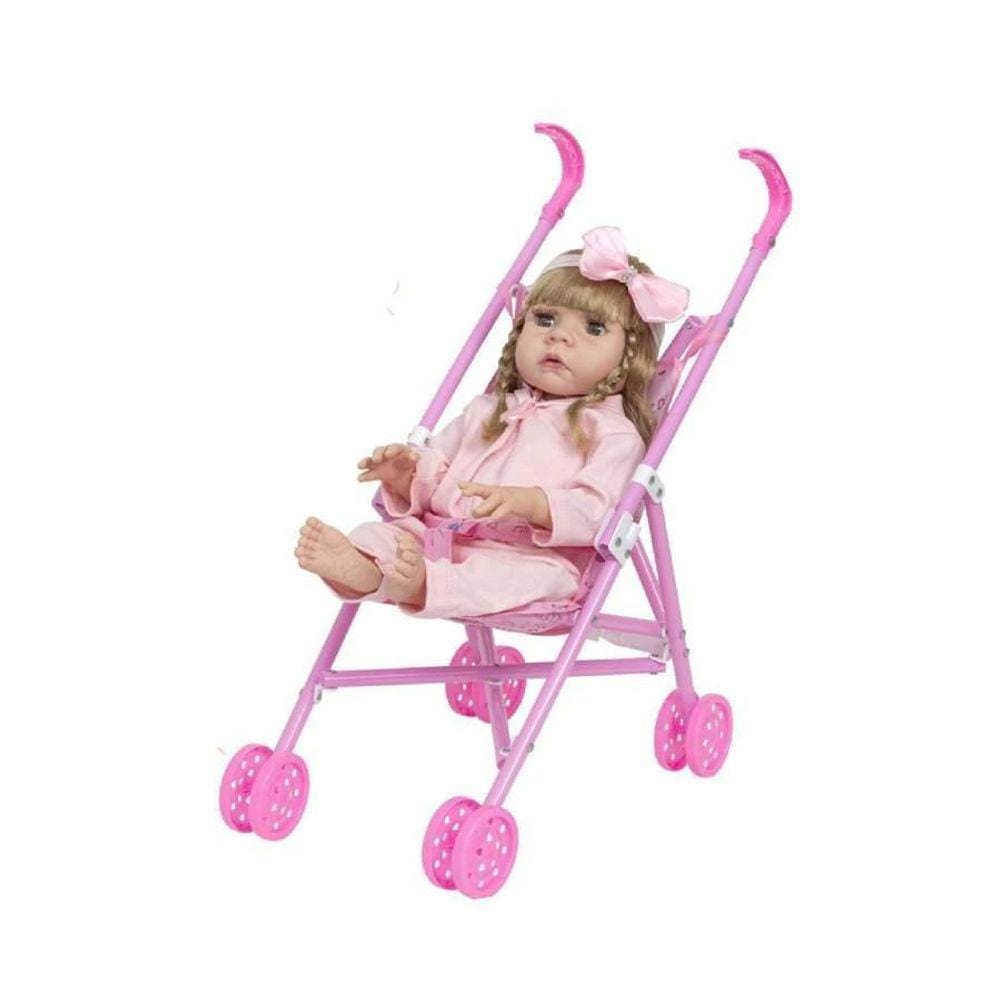 Boneca Reborn Menina Fofa Realista Com Carrinho Infantil