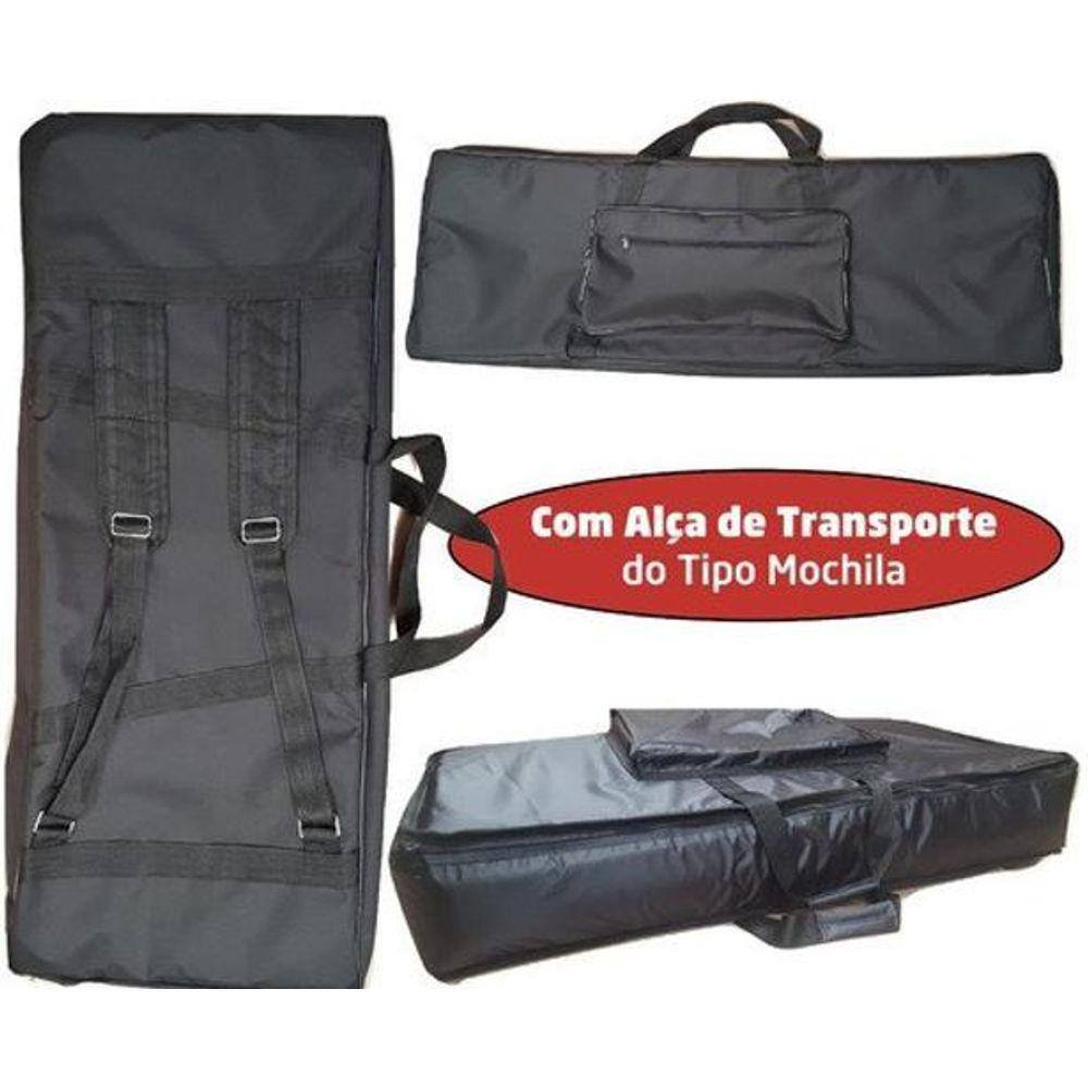 Capa Master Luxo Para Teclado 5/8 Acolchoada Nylon Preto