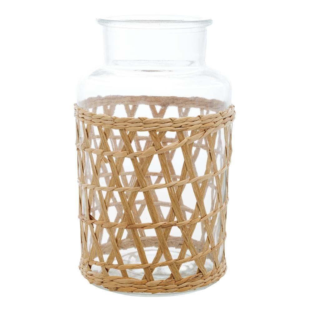 Vaso de Vidro e Fibra Natural 12,5cm x 22,5cm - Wolff