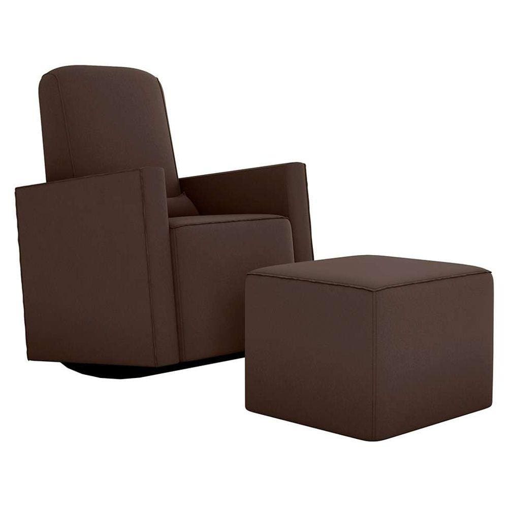 poltrona com puff annecy suede marrom