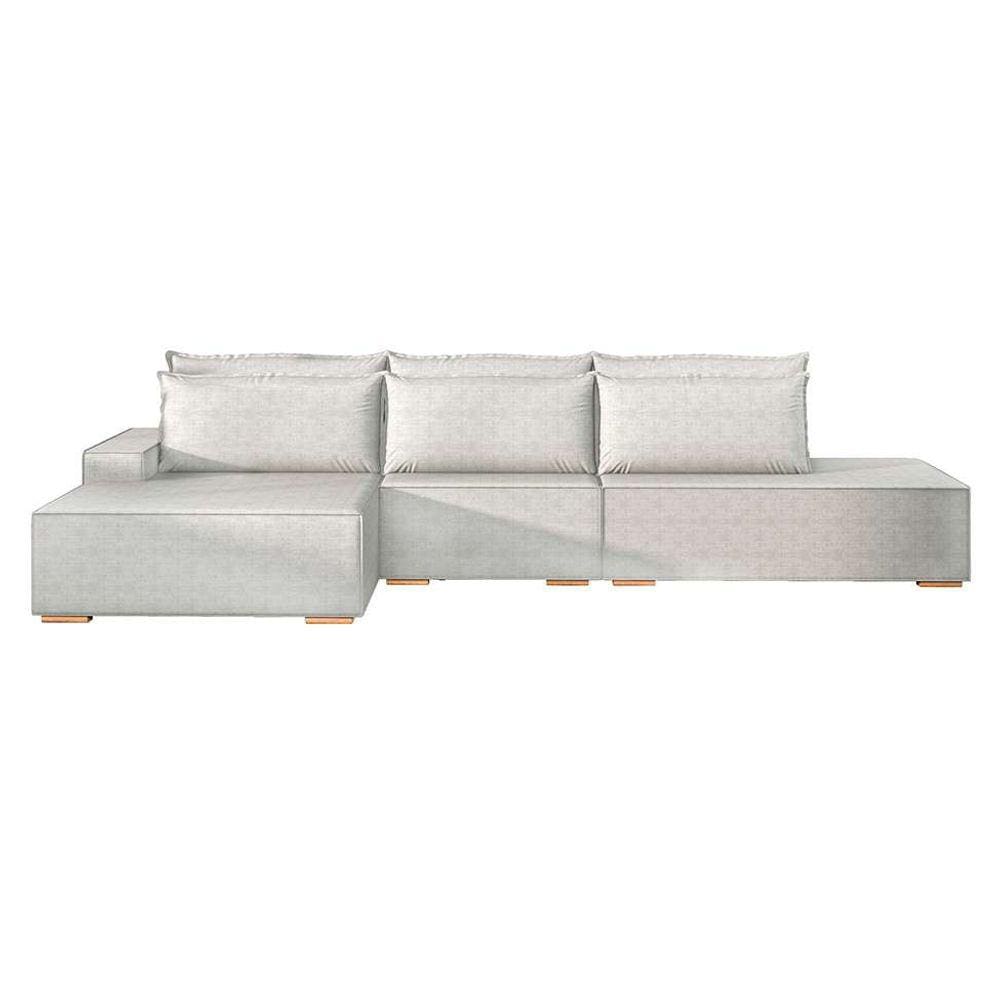 sofá 5 lugares toronto com chaise esquerdo poliéster creme