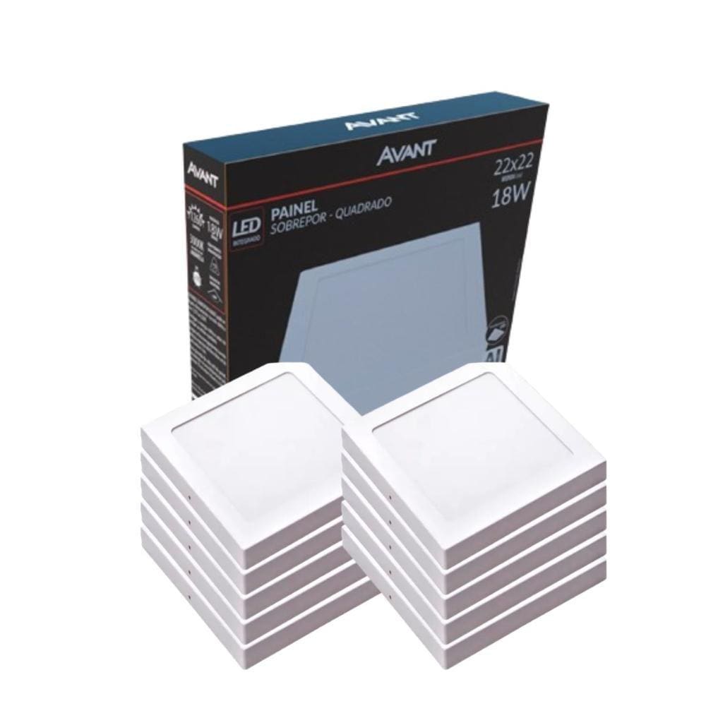 Painel Led Avant Quadrado Sobrepor 18W 6500k Bivolt 10 Und