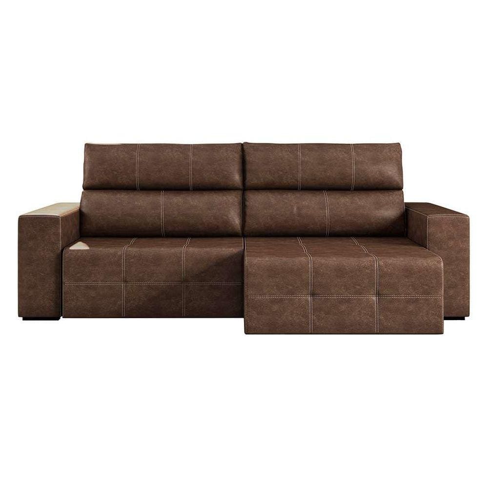 sofá 3 lugares retrátil e reclinável roma couro  244 cm