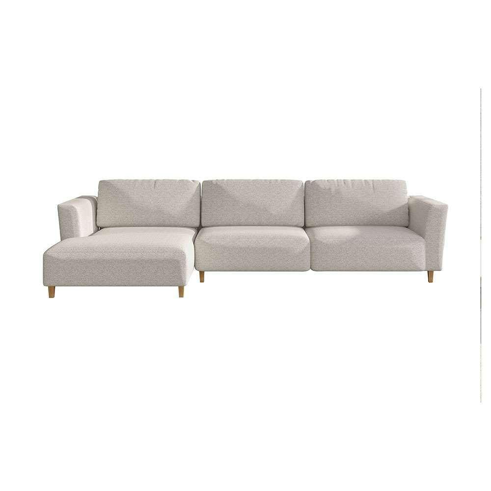 sofá 5 lugares munique com chaise esquerdo poliéster creme