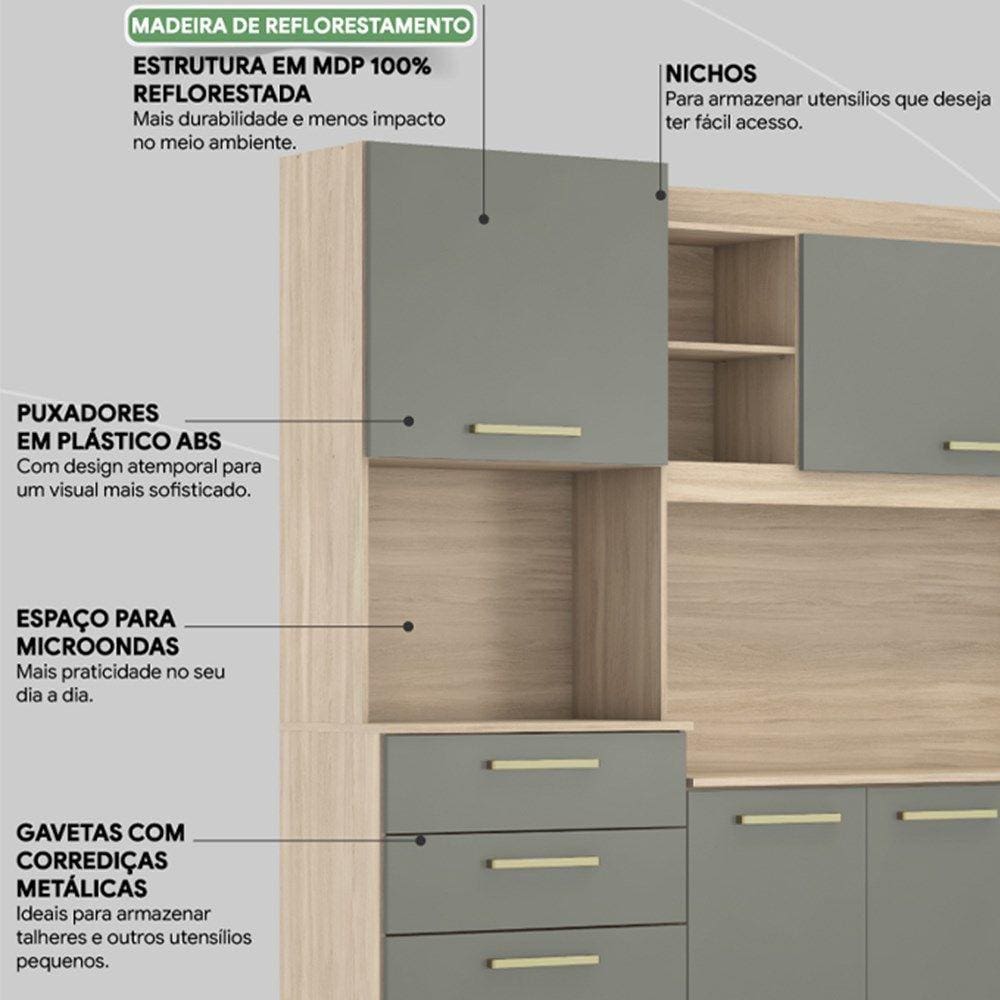 Cozinha Compacta 6 Portas 2 Gavetas Selecta 96211 | Extra