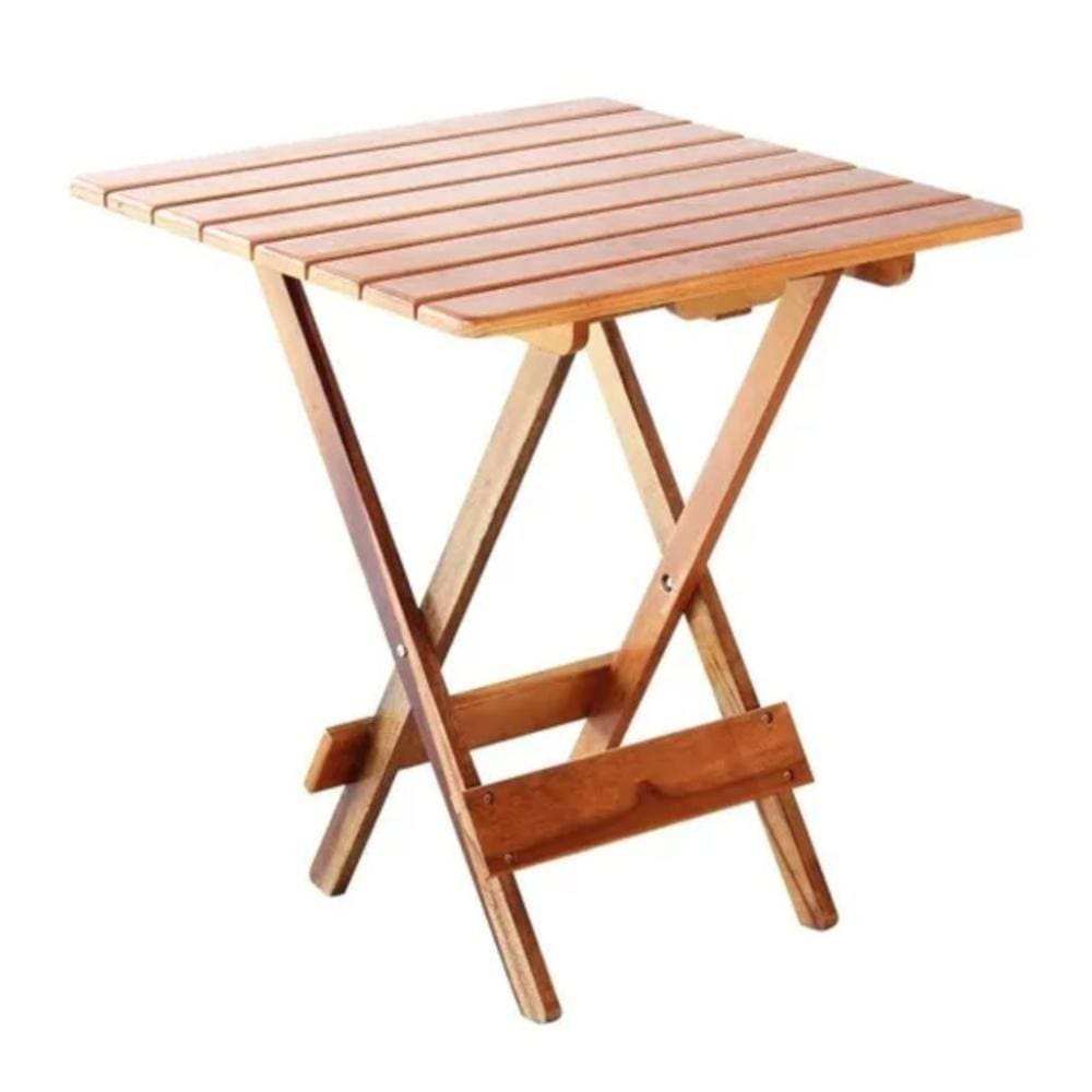 Mesa De Madeira 70X70 Dobrável 2 Partes Ripada