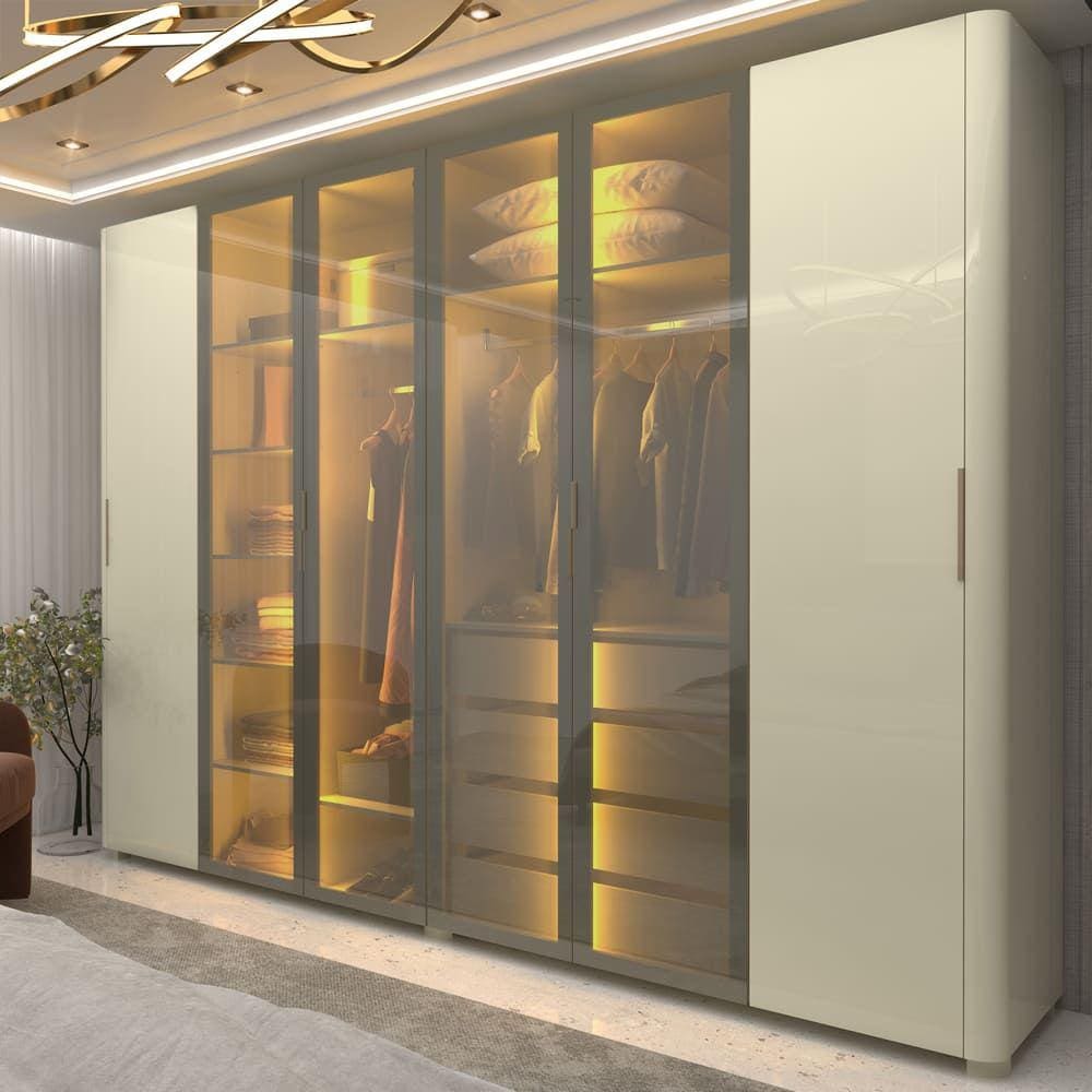 Guarda Roupa Casal Reflecta LED Innova Off White - Gelius