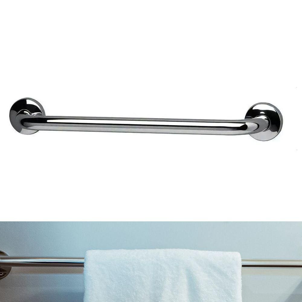 Barra Alça Apoio 40cm Aço Inox Idoso Acessibilidade Cadeirante PCD Escada Varanda Corrimao Box Banheiro Anti Queda Acidentes Segurança