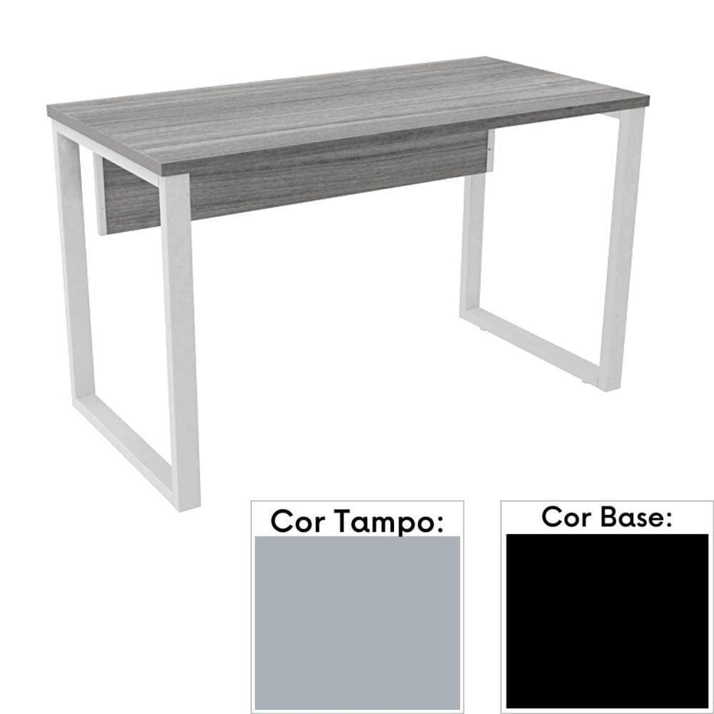 Mesa de Escritório Pé Tubular PE25 em MDP 170 x 70 cm Cinza com Base Preta