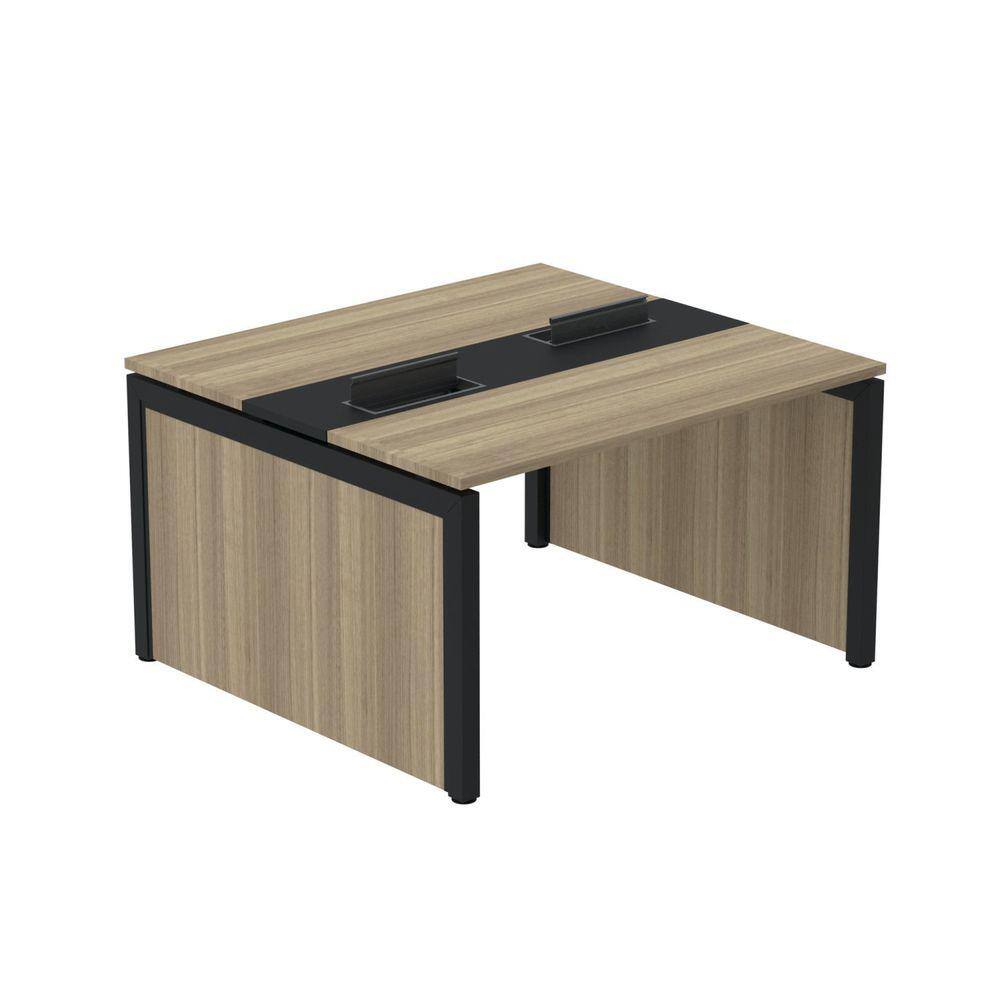 Mesa de Plataforma Dupla para 2 Pessoas Corporativa 150x140/2p Noce Naturllae/Preto/Noce Naturalle