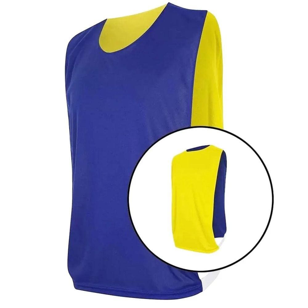 Kit com 15 Coletes Esportivos Dupla Face TRB Azul e Amarelo